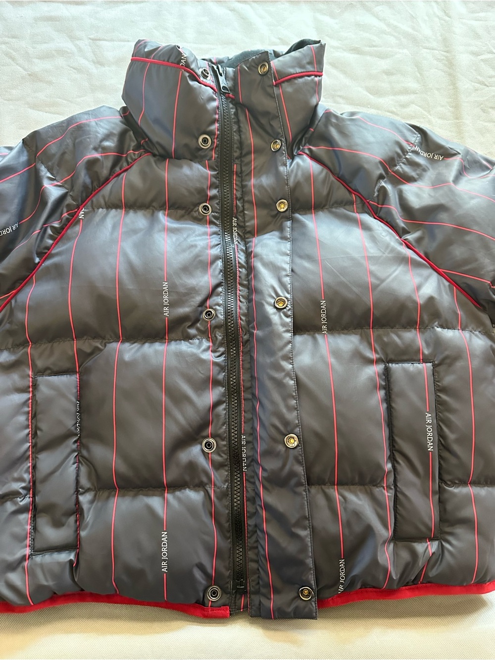 Dope! Jordan Black Puffer Jacket with Red Pinstripe Accents, rare one off! - Picture 6 of 9